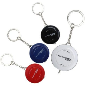 Wholesale mini 1.5m reel soft measure tape gift keychain tape measure key chain with logo custom
