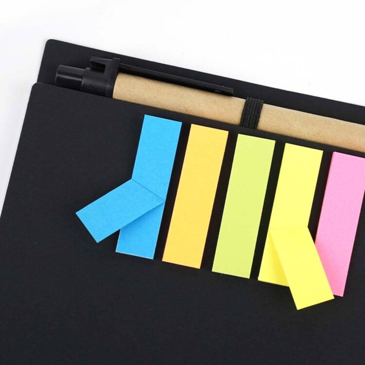 Factory made removable adhesive sticky note pu spiral notebook with pen