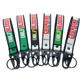 Custom embroidery woven fabric key tag both sided logo car lanyards key chain fabric strap keychain