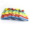 Custom striped jacquard knitted winter hat with pom pom sport team beanie bobble hats