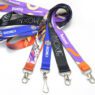 Promotional custom logo lanyard with carabiner keychain nylon polyester sublimation design on neck silk screen printed