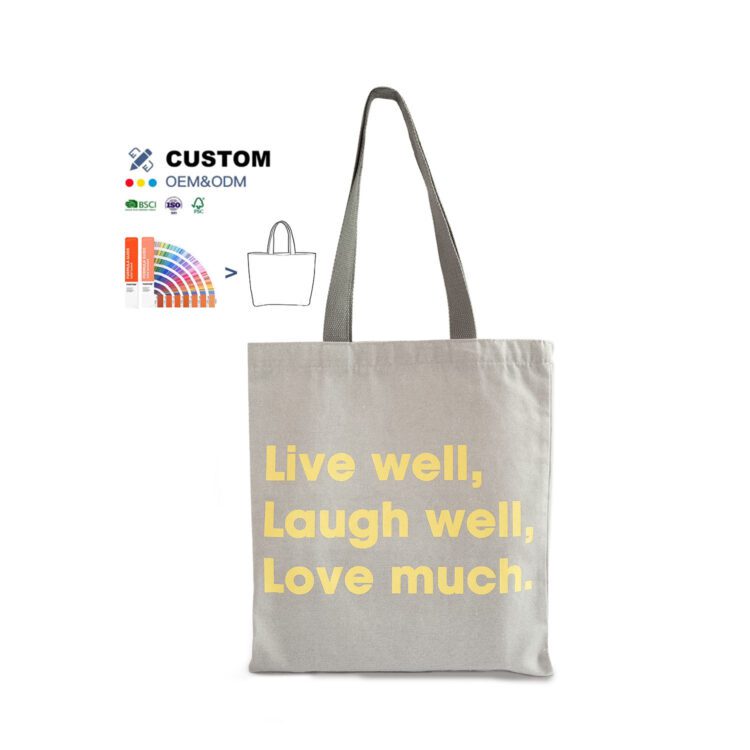 Wholesale white tote bag high quality custom printed organic blanks reusable plain canvas shopping tote bags