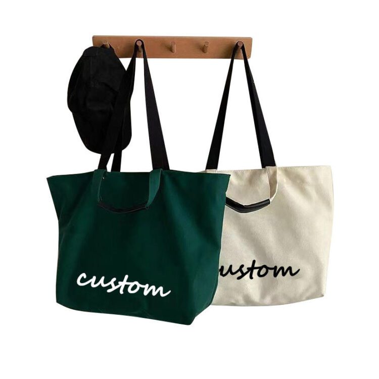 Best sell reusable grocery promotion gift custom printed logo oversize heavy duty cotton canvas shopping tote bag with handled