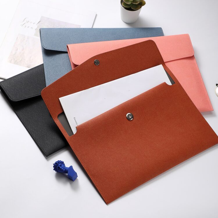 Waterproof document pouch a4 file folder document holder portfolio folder pu leather bag for documents organizer