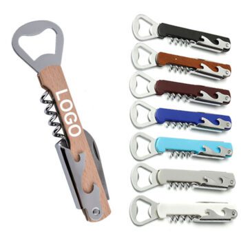 Custom logo high quality wine bottle opener wood and plastic multi-functional wine opener creative seahorse knife with gift box