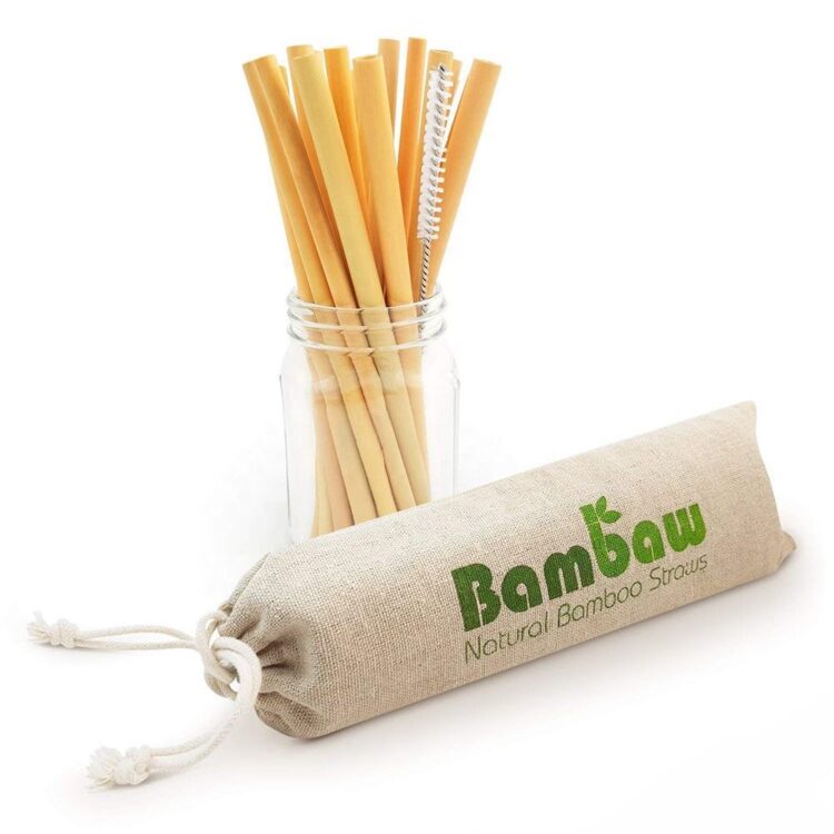 High quality laser custom private label logo 100%natural green degradable bamboo straw for drinking shop