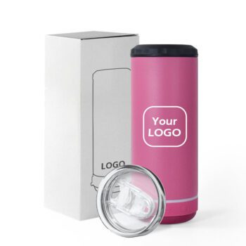 Wholesale customization slim 16oz stainless steel 4 in 1 speaker beer can cooler with speaker and lids