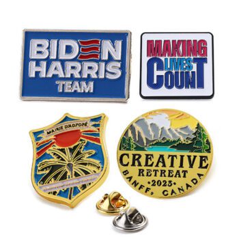 Factory custom hat pin small enamel zinc alloy metal badge gold silver plated 2d 3d company brand letter logos and badges