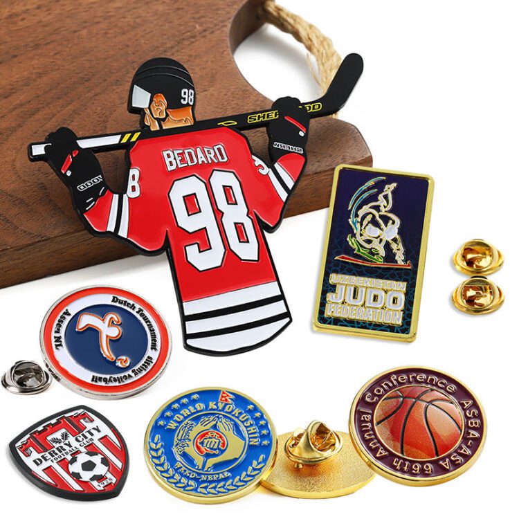 Souvenir gifts sport 3d metal pins custom lapel pin zinc alloy gold silver black judo soccer baseball hockey enamel pins badge