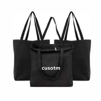 Custom logo large black grocery super sturdy handbag eco friendly recycled reusable organic calico cotton canvas blank tote bag