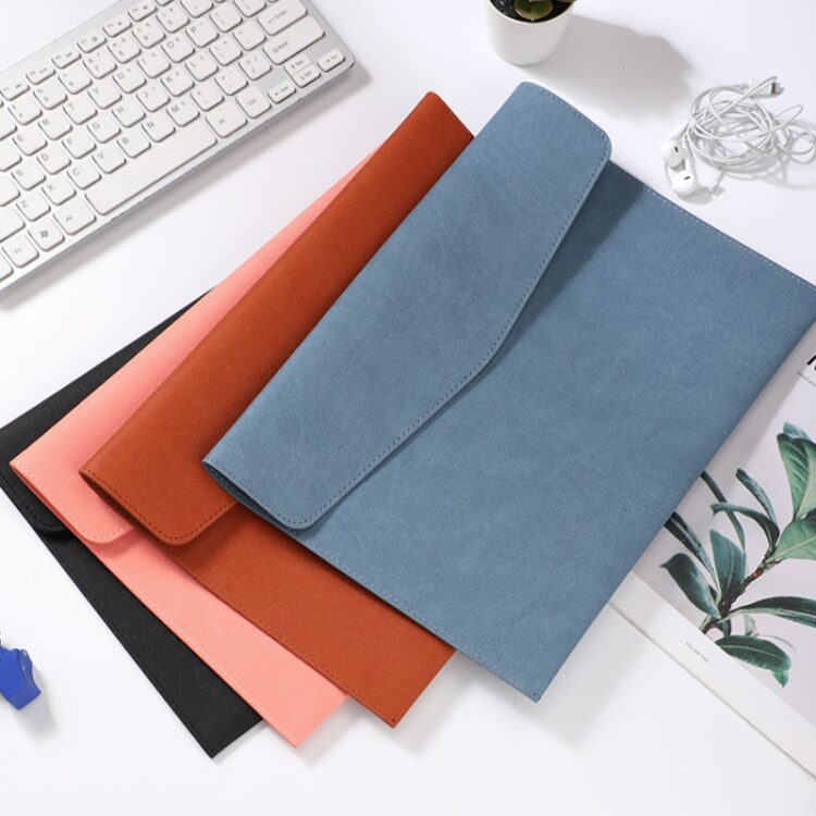 Waterproof document pouch a4 file folder document holder portfolio folder pu leather bag for documents organizer