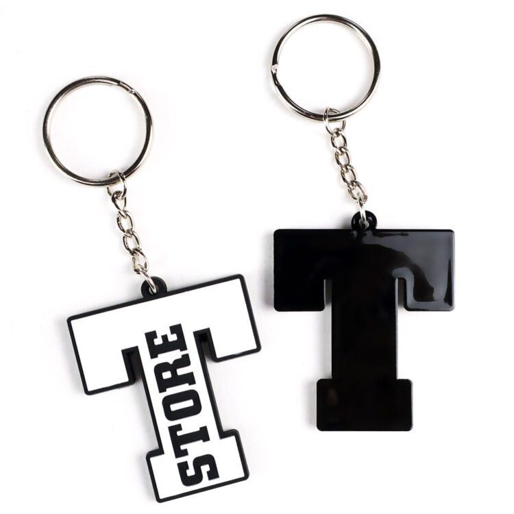 Hot selling 2d 3d mini key ring keyring silicone key chain letter custom logo promotional rubber pvc keychain