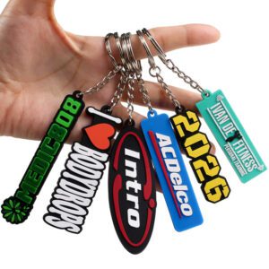 Custom die cut letter silicone pvc keychain wholesale soft rubber key chains with logo