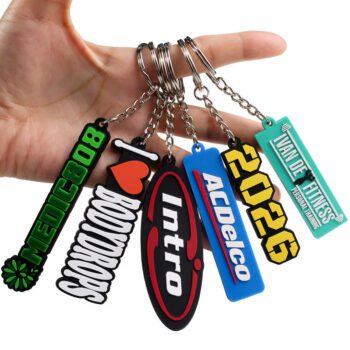 Custom die cut letter silicone pvc keychain wholesale soft rubber key chains with logo