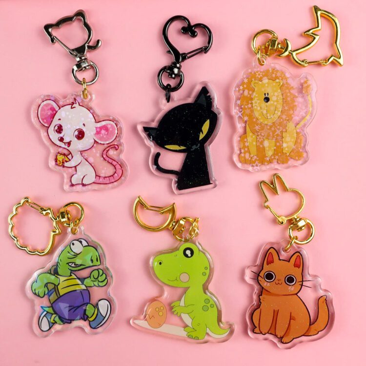 Custom anime plastic key chains acrylic keychain souvenir gift printed cute acrylic charms keychain animal acrylic keyring