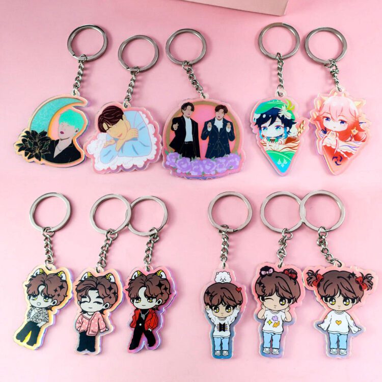 Custom diy clear kpop acrylic keychain keyring transparent circle idol kpop merchandise key chain manufacturer make personalized