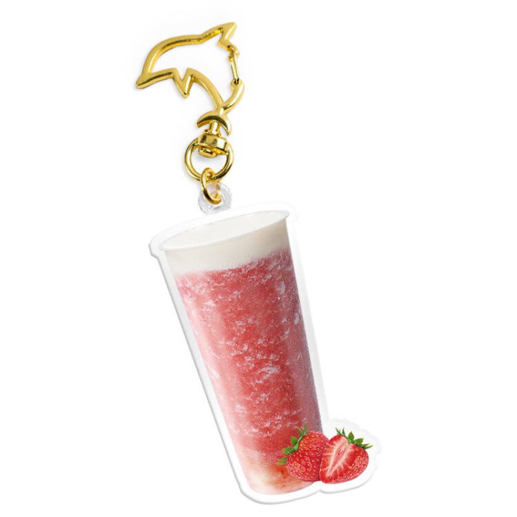 Custom double sided printed acrylic charm clear epoxy acrylic boba milk tea cup keychain