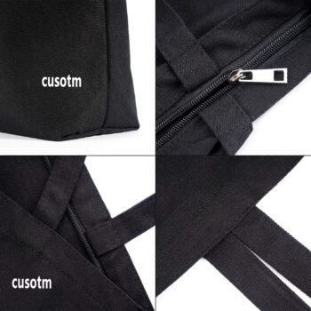 Custom logo large black grocery super sturdy handbag eco friendly recycled reusable organic calico cotton canvas blank tote bag