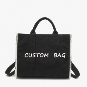 Customizable size solid color canvas tote handbag fashion eco shoulder bag plain custom totes bags canvas for women shopping