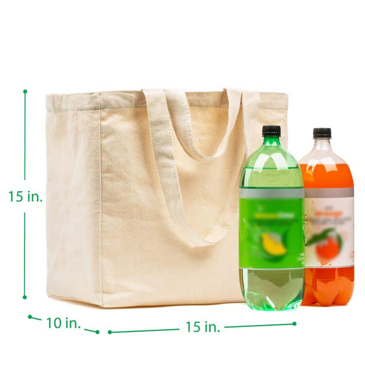 Custom logo print 24oz canvas grocery handbag foldable washable heavy duty canvas tote bag with long shoulder strap short handle