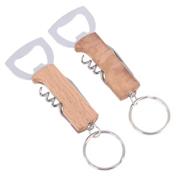 Cheap custom logo multi-purpose wine corkscrew beer bottle openers with keychain