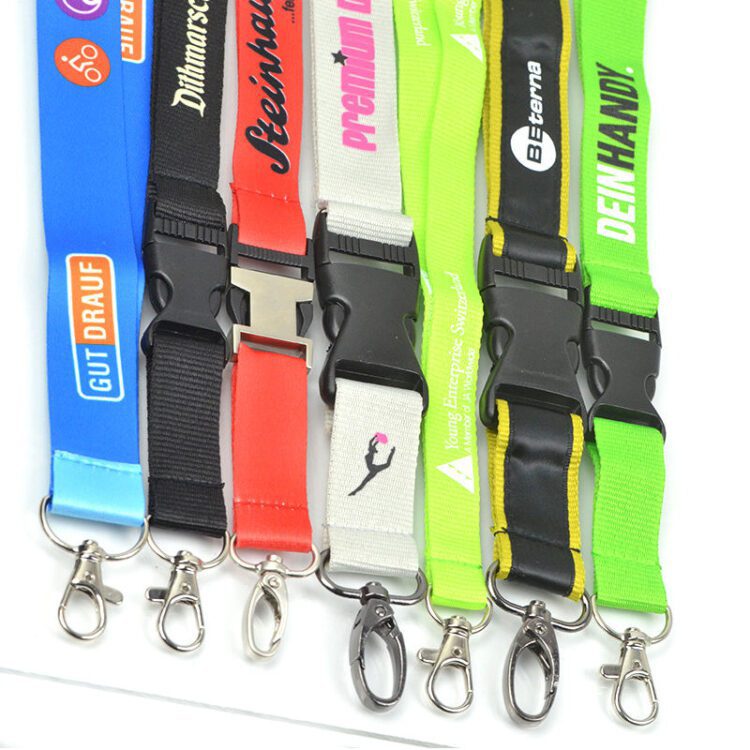 Oem factory wholesale breakaway sublimation keychain lanyard printed blank neck strap lanyard necklace custom polyester lanyard