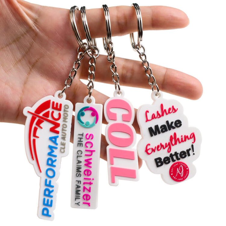 Wholesale promotional pvc keychains custom designer silicone letter key chain ring rubber keychain