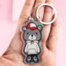 Cute anime cute bear acrylic keychain kawaii cartoon keyring acrylic plastic key chains charm for women bag pendant jewelry gift