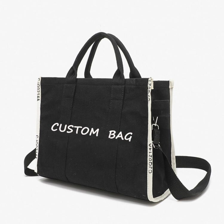 Customizable size solid color canvas tote handbag fashion eco shoulder bag plain custom totes bags canvas for women shopping