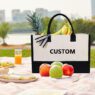 Custom your logo canvas beach bag image printable shipping large personalized eco sublimation gift tote bags for women