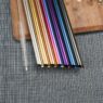 Eco-friendly reusable oblique incisions metal drinking straws colorful sharp tip bubble tea straw stainless steel with pouch