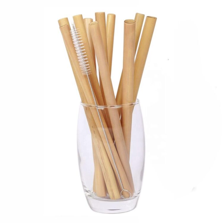 High quality laser custom private label logo 100%natural green degradable bamboo straw for drinking shop