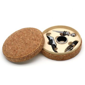 Personalized stainless steel wine bottle opener wine accessories set, bar tools wine corkscrew round leather box set