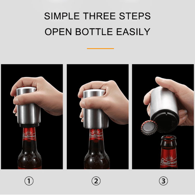 Portable automatic beer bottle opener custom logo bottle opener stainless steel automatic push down bottle opener for gift item