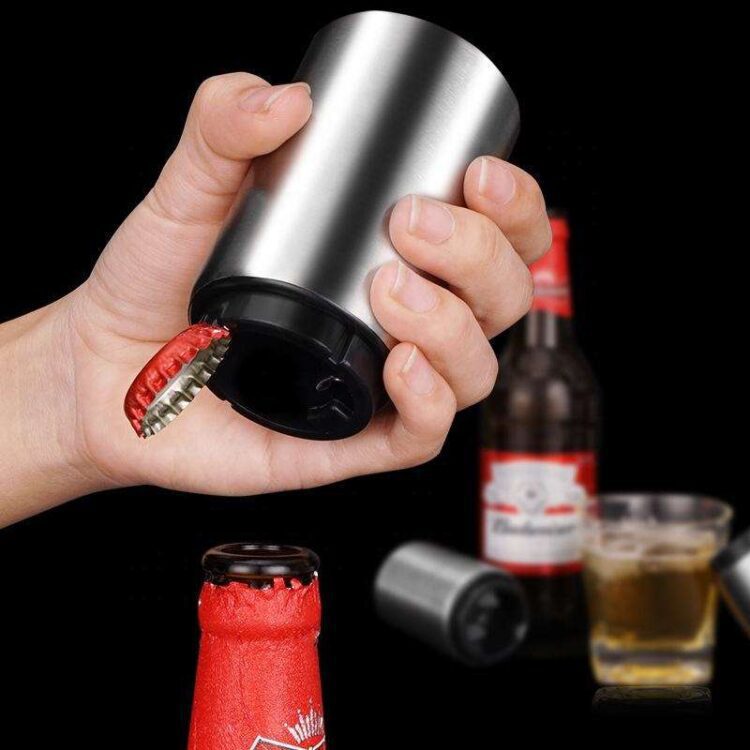 Portable automatic beer bottle opener custom logo bottle opener stainless steel automatic push down bottle opener for gift item