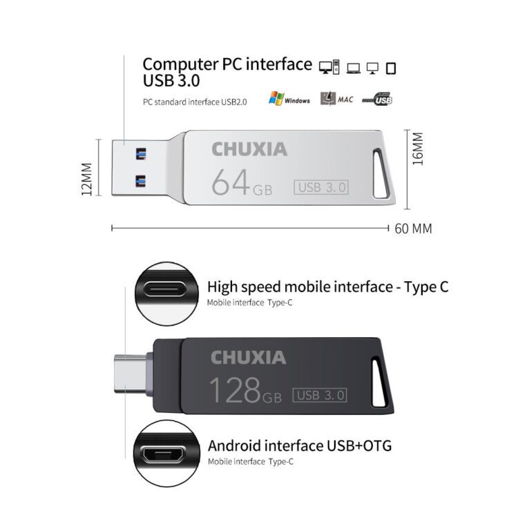 Factory wholesale custom logo pen drives stick usb 3.0 type c flash memorias drive disk key 16gb 32gb 64gb 128gb 256gb pendrives