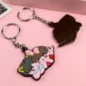 Custom cute designer fashion letter pvc rubber keychain charms promotional silicone rubber key chains accessories keyrings
