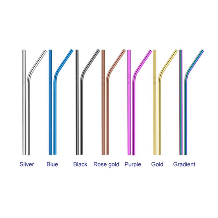 6mm 8mm 12mm fashion custom reusable gold color stainless steel straws