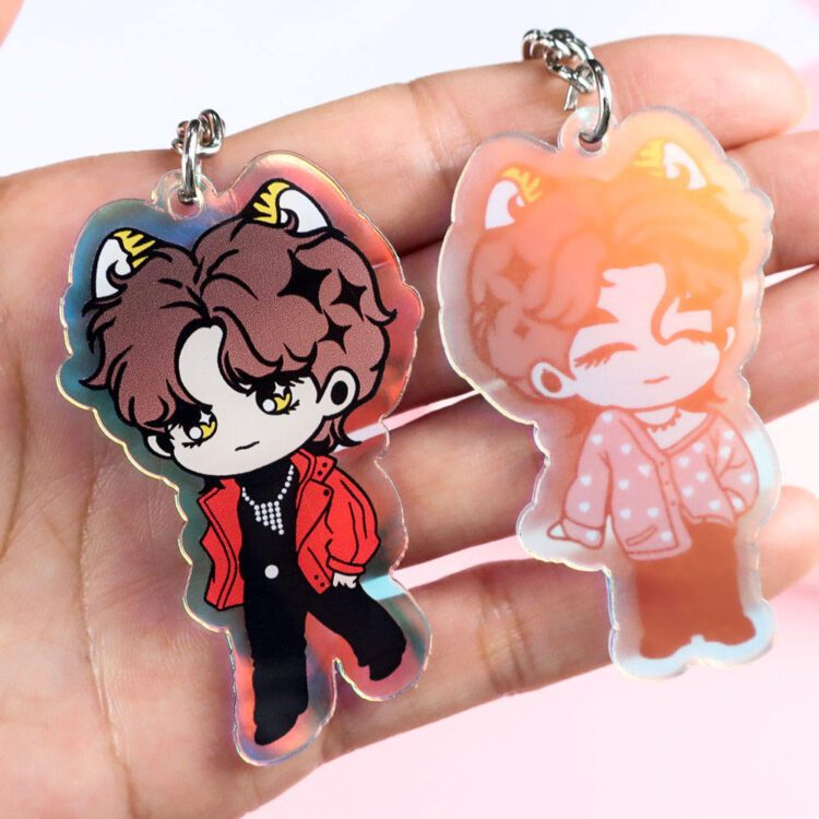 Custom diy clear kpop acrylic keychain keyring transparent circle idol kpop merchandise key chain manufacturer make personalized