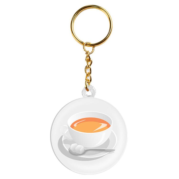 Custom double sided printed acrylic charm clear epoxy acrylic boba milk tea cup keychain