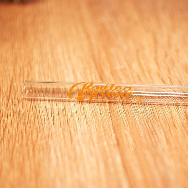 Customized borosilicate glass straw with printing logo and pattern