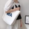 Customise fashion recyclable canvas cotton bag high quality foldable tote cotton shopping bags print for holiday gift