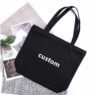 Custom logo large black grocery super sturdy handbag eco friendly recycled reusable organic calico cotton canvas blank tote bag