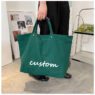 Best sell reusable grocery promotion gift custom printed logo oversize heavy duty cotton canvas shopping tote bag with handled
