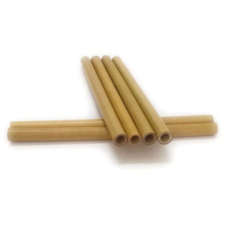 High quality laser custom private label logo 100%natural green degradable bamboo straw for drinking shop