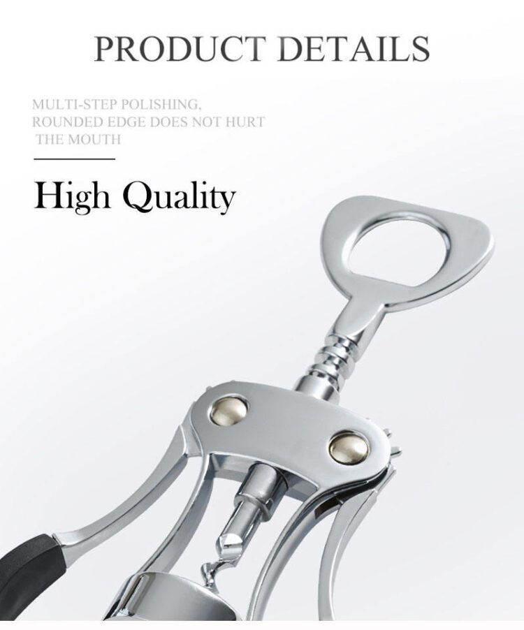 Factory wholesale stainless steel custom logo multifunction metal cork kit wing corkscrew wine opener with gift box