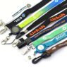 Promotional custom logo lanyard with carabiner keychain nylon polyester sublimation design on neck silk screen printed