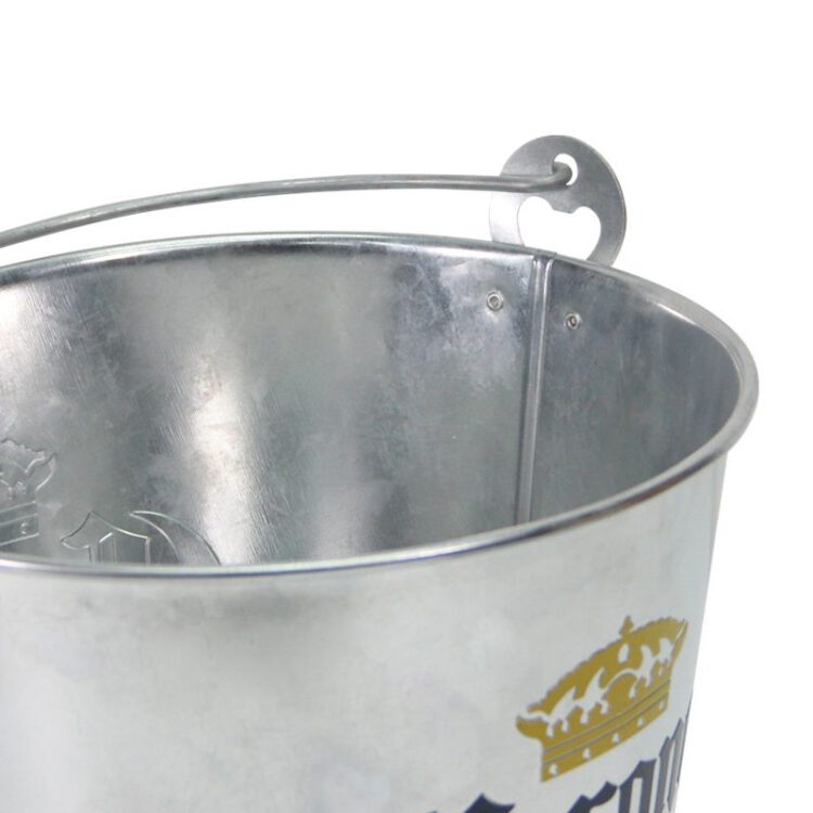 Metal galvanized iron ice bucket beer champagne wine cooler ice tin bucket for bar using with bottle opener