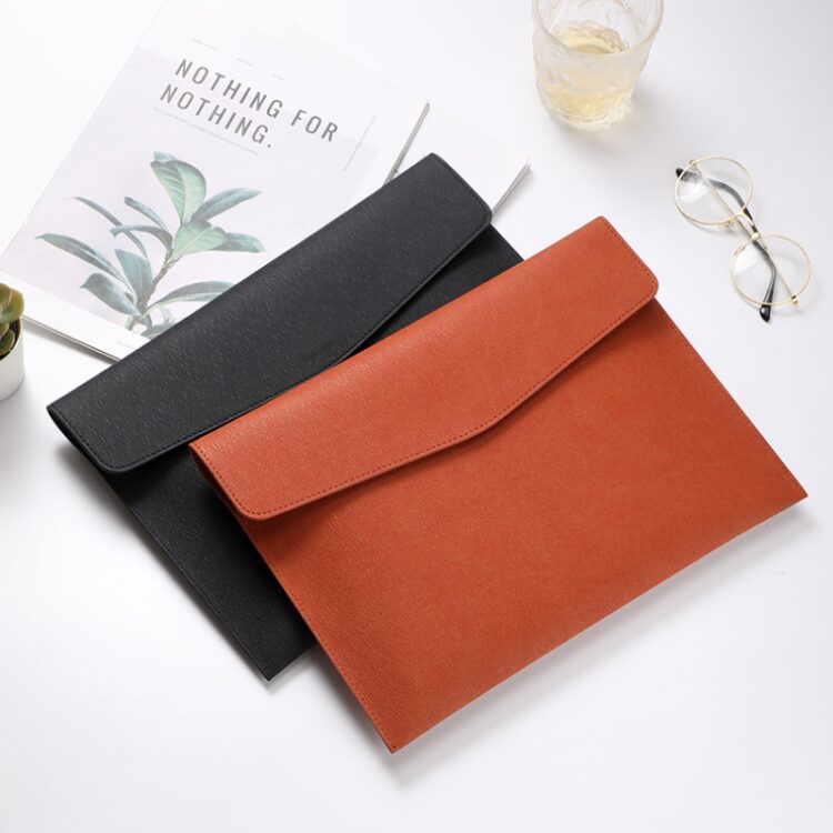 Waterproof document pouch a4 file folder document holder portfolio folder pu leather bag for documents organizer