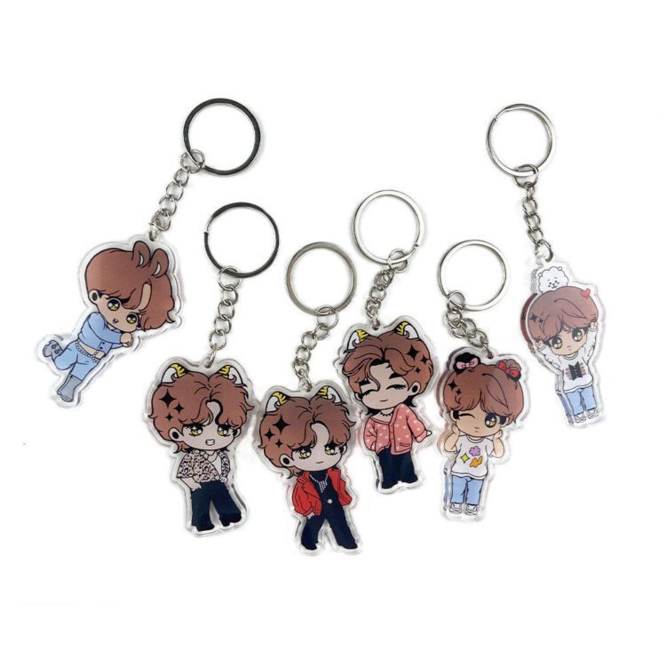 Custom diy clear kpop acrylic keychain keyring transparent circle idol kpop merchandise key chain manufacturer make personalized